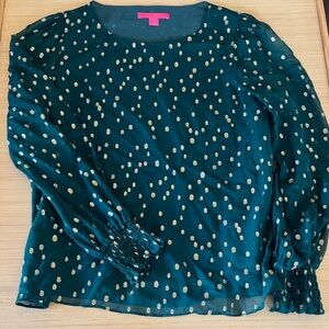 Lilly Pulitzer green and Gold Blouse